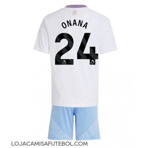 Camisa de Futebol Aston Villa Amadou Onana #24 Equipamento Secundário Infantil 2024-25 Manga Curta (+ Calças curtas)